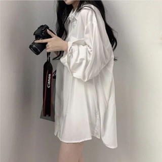 💖臺灣出貨💖長版襯衫 長袖襯衫 女襯衫 男友襯衫 薄襯衫 港風薄款休閒襯衫外套2024新款春季垂感中長款長袖上衣寬鬆襯衣