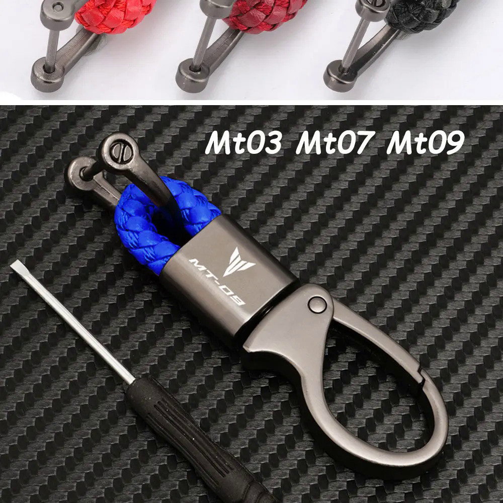 山葉 2023 新款金屬摩托車鑰匙圈鑰匙扣配件適用於雅馬哈 Mt03 Mt07 Mt09 Mt 03 07 09 編織繩