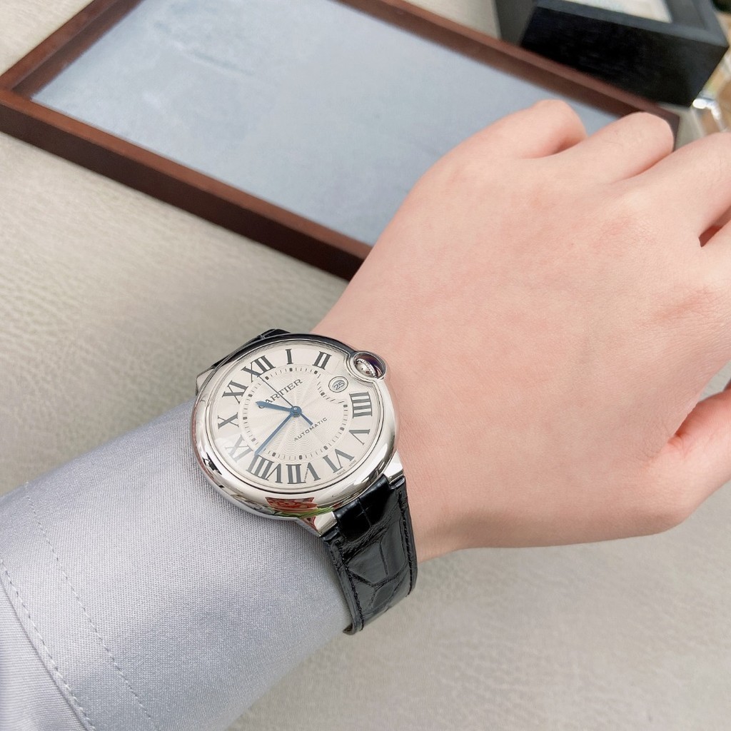 Cartier 盒證齊全卡地亞藍氣球系列精鋼自動機械手錶男表WSBB0026