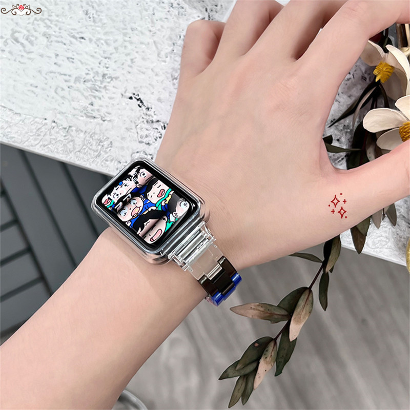 樹脂亞克力彩虹錶帶 新品小米8pro錶帶 小米8pro樹脂錶帶 小米手環8Pro透明錶帶 透明運動男女款錶帶