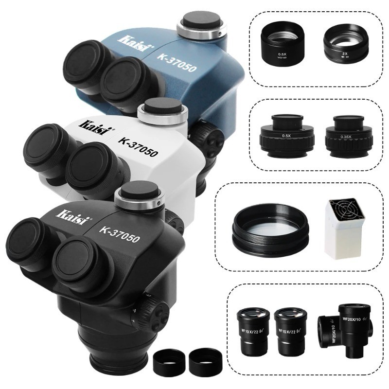 三目 7X-50X 顯微鏡頭模擬焦距變焦立體顯微鏡 WF10X/22mm 目鏡,用於手機 PCB CPU 焊接