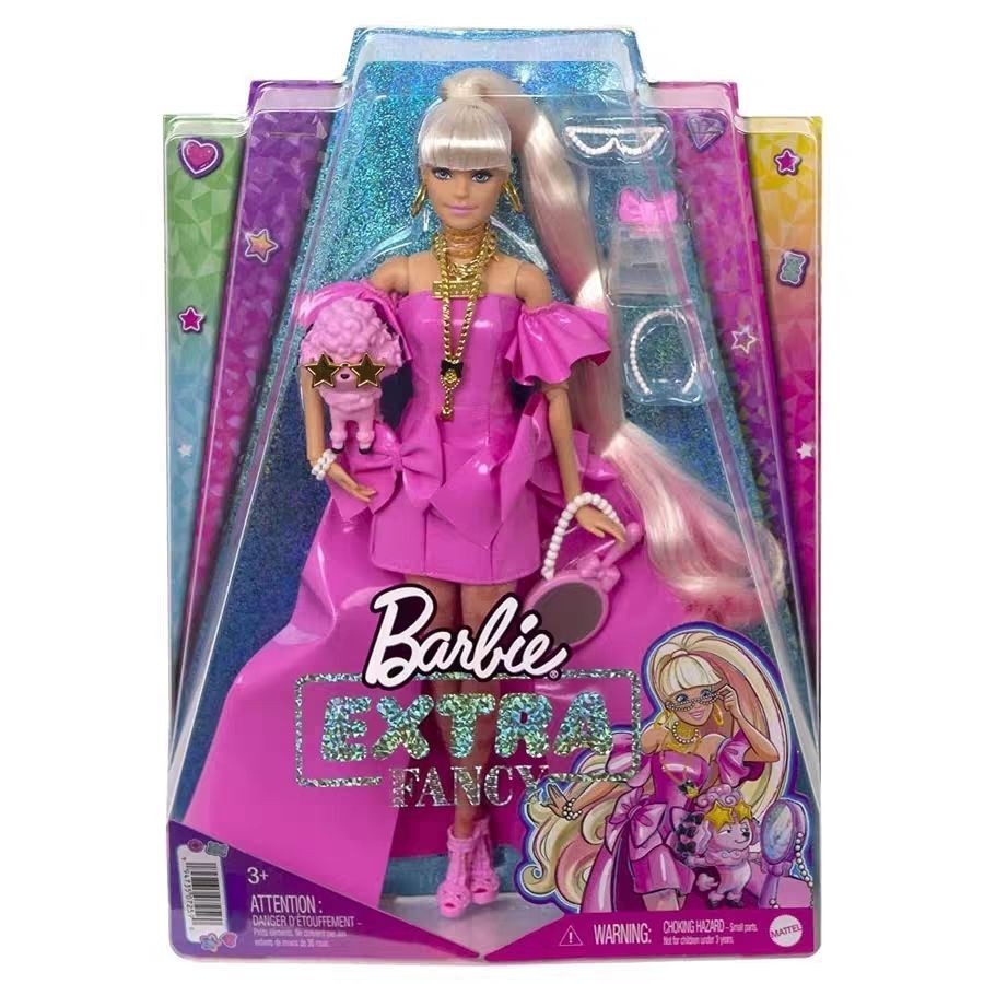 現貨美泰Barbie芭比娃娃 時尚誇張粉色Extra系列芭比娃娃女孩玩具 XERZ