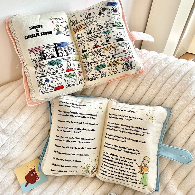 創意小王子書本抱枕可愛卡通史努比靠枕治癒系生日禮物閨蜜情侶