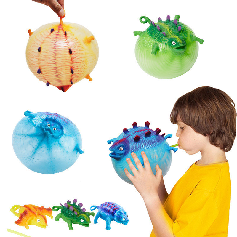 爆款創意新奇特玩具TPR可吹氣動物發洩玩具充氣恐龍波波球