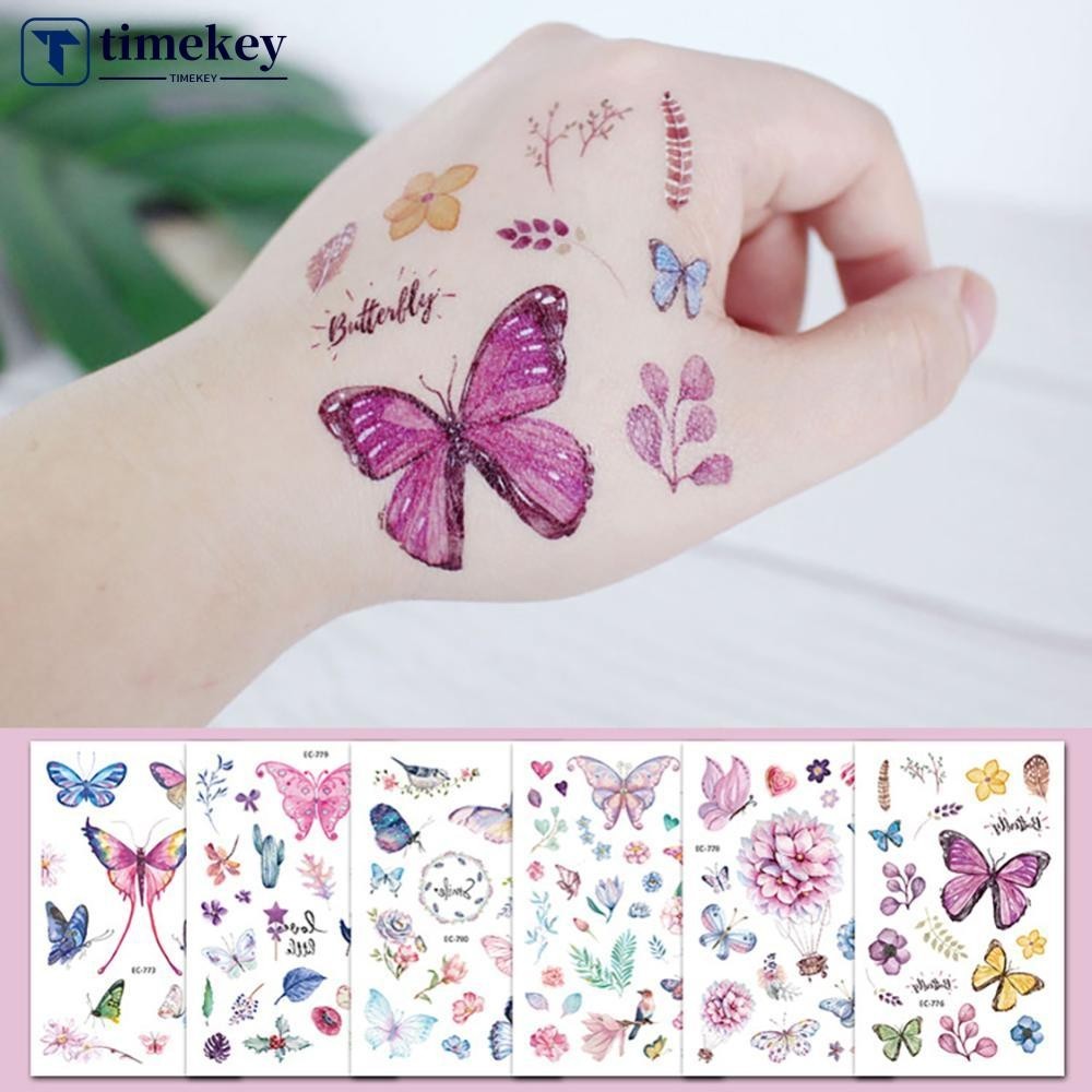 Timekey 1 張兒童防水紋身貼紙卡通三維彩色蝴蝶紋身貼紙兒童人體藝術紋身貼紙 B9O1