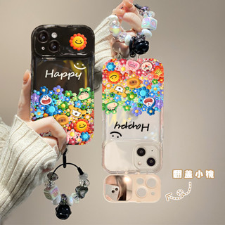 卡通人物蘋果/華為/vivo/小米/OPPO/翻蓋鏡子iPhone15手機殼 手機保護套