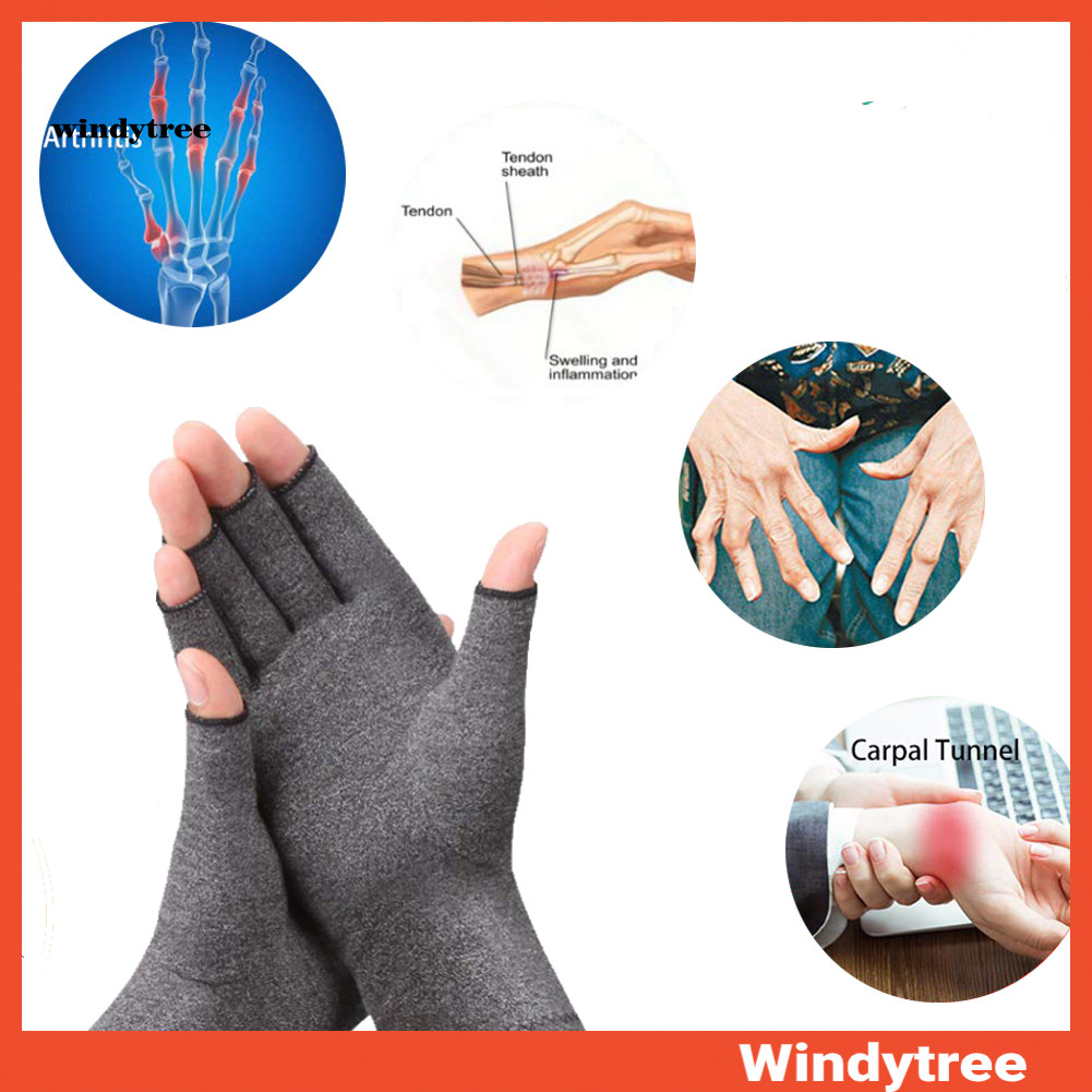 [W&amp;T] 1 雙關節炎手套柔軟疼痛緩解無指男士女士治療運動壓縮手套