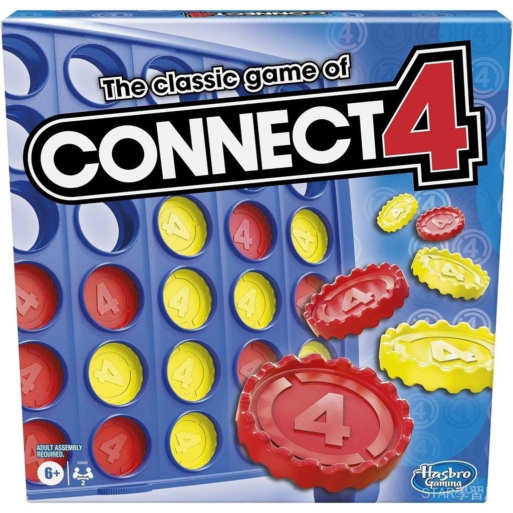 孩之寶 Gaming Connect 4 經典網格,4 排遊戲,兒童戰略棋盤遊戲,2 名玩家,適合家庭和孩子,適合 6
