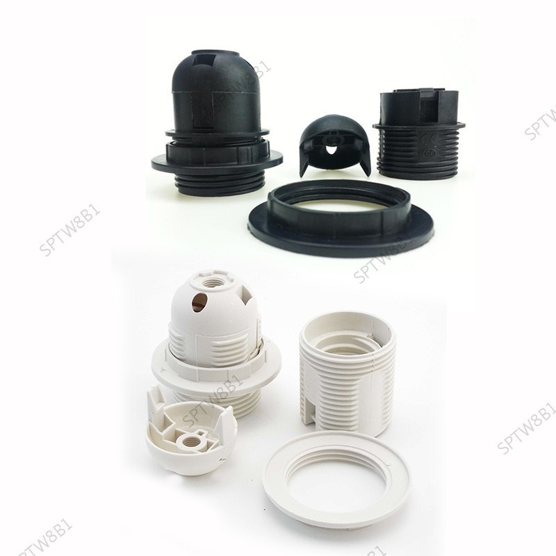 5 件裝 50V 2A 4A E27 燈泡底座塑料全半螺絲燈座吊燈電源插座燈罩環燈罩環適用於 E27 白色黑色 TW8B