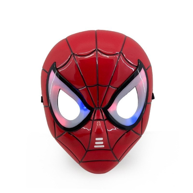 新款發光蜘蛛俠led面具兒童復仇者聯盟角色扮演面具玩具cosplay裝扮道具