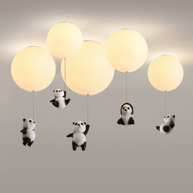2024年 最新 熱銷款 兒童房燈網紅臥室燈女孩男孩房間吊燈公主房熊貓燈現代簡約氣球燈