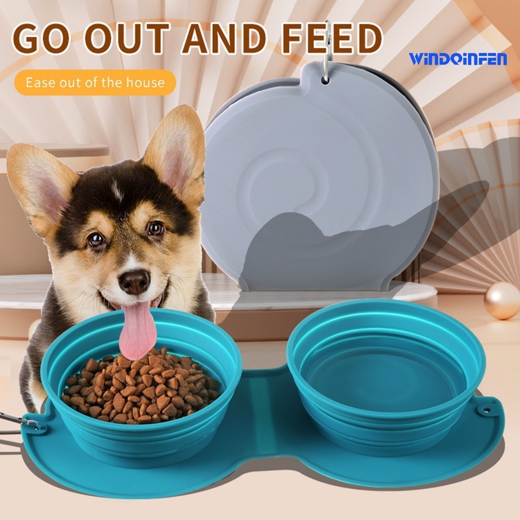 [萌寵屋]寵物摺疊碗便攜式貓碗狗狗戶外餵食喂水雙用摺疊矽膠碗