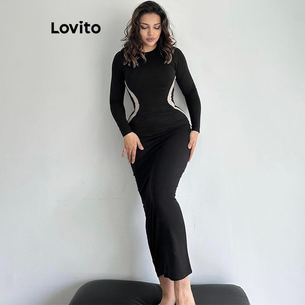 Lovito 女士優雅素色洋裝 LNL55178