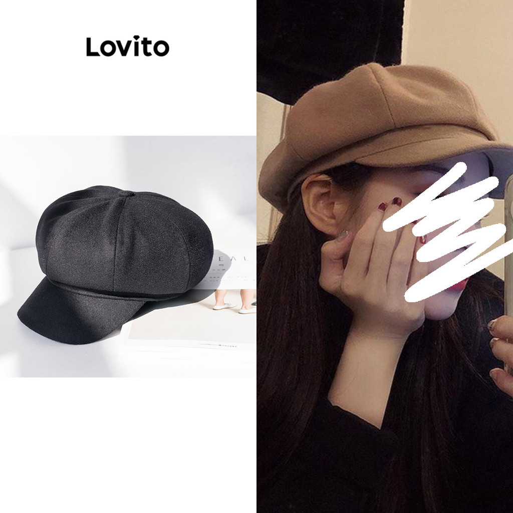 Lovito女式休閒蝴蝶萊茵石羊毛帽 LFA12095
