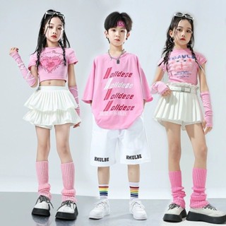 臺灣出貨 女童爵士舞服裝兒童街舞潮服演出服嘻哈jazz舞蹈服甜酷炸街表演服時尚走秀服裝 演出套裝 嘻哈演出服爵士舞服WD