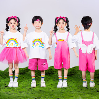 舞蹈襯衫套裝學校活動啦啦隊服兒童舞蹈服裝嘻哈封面舞蹈練習服裝女孩男孩服裝兒童服裝嘻哈褲