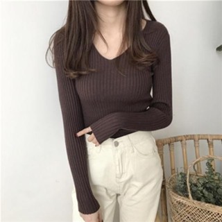 【HOT 本舖】 均碼v領毛衣女2025新款韓版秋冬季新款長袖V領洋氣顯瘦針織打底衫上衣 長袖 打底上衣 毛衣