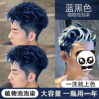 【🎉🎉台灣24H出貨🎉🎉】藍黑色男士專用純植物泡泡染髮膏2024流行色學生黨自己在家染髮劑顯白