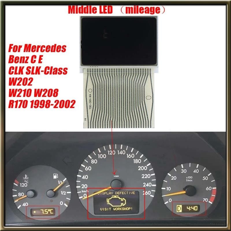 汽車儀表板中液晶顯示屏適用於梅賽德斯奔馳 W202 W210 W208 R170 1998-2002 零件車速表像素維修