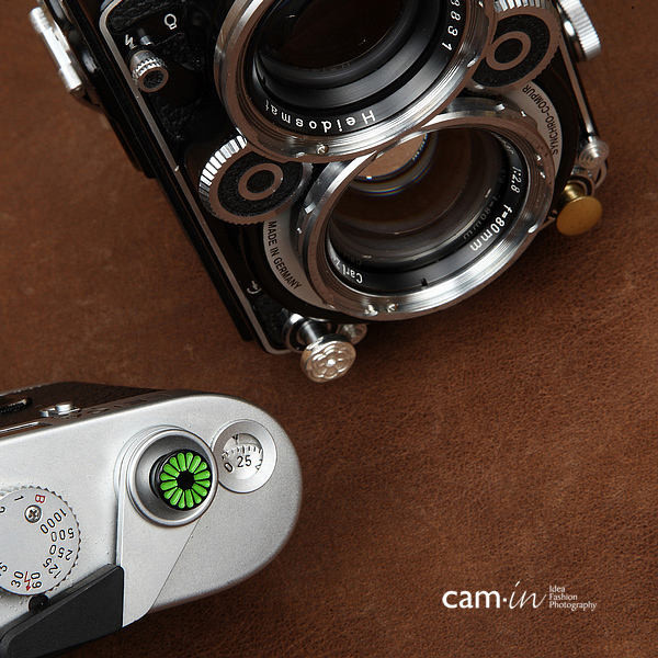 ♞,♘cam-in適用富士徠卡旁軸數位相機專用快門按鈕 綠色小花cam9116