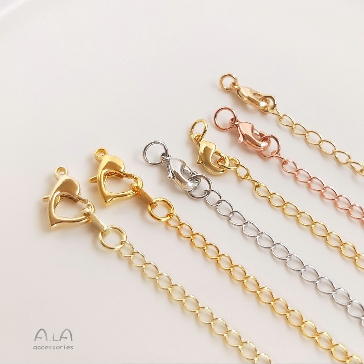 宏雲Hongyun-ala- 保色尾鏈延長鏈18K真金白金色玫瑰金手鍊項鍊diy飾品配件首飾材料