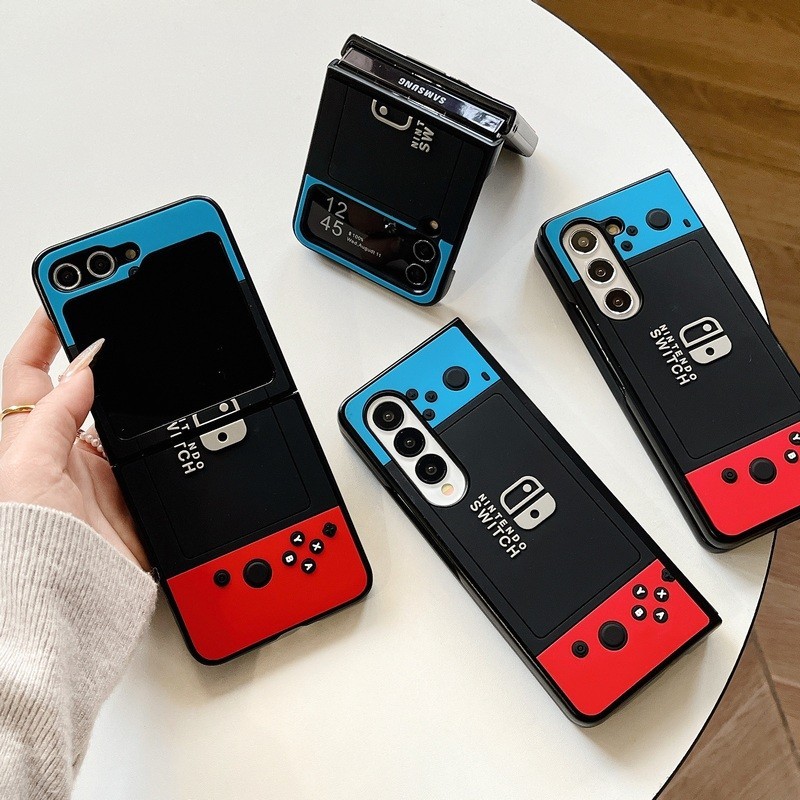 任天堂 SAMSUNG 3d 紅色藍色 Nintendo Switch 遊戲機矽膠手機殼適用於三星 Galaxy Z F