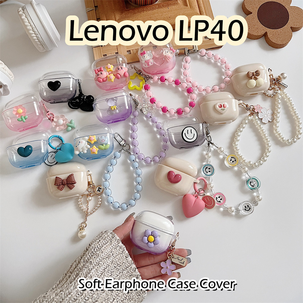 LENOVO 現貨! 適用於聯想 LP40 手機殼 DIY 可愛清新立體裝飾軟矽膠耳機殼外殼保護套