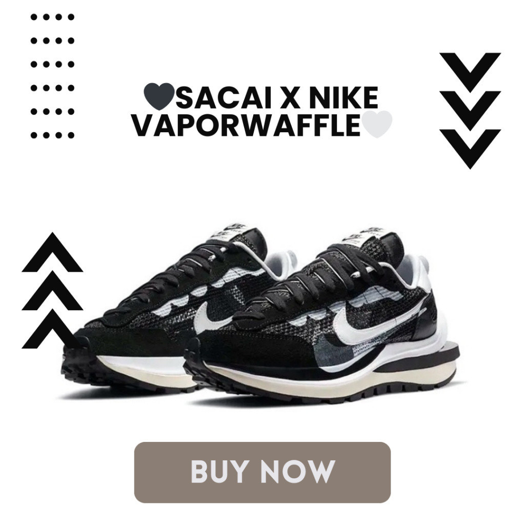 3.8 特價 Sacai x Nike VaporWaffle低筒 運動休閒鞋 男女同款 黑白