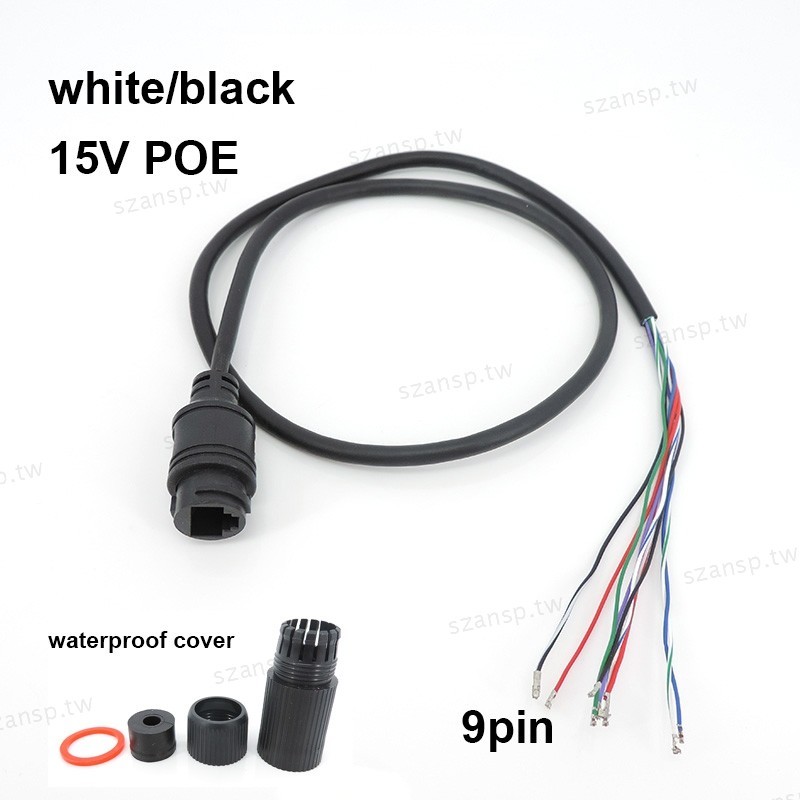 15v 9pin 9 芯 RJ45 網絡電纜 POE 網絡端口線電源單端 POE 電纜用於 IP 攝像機 CCTv 監控