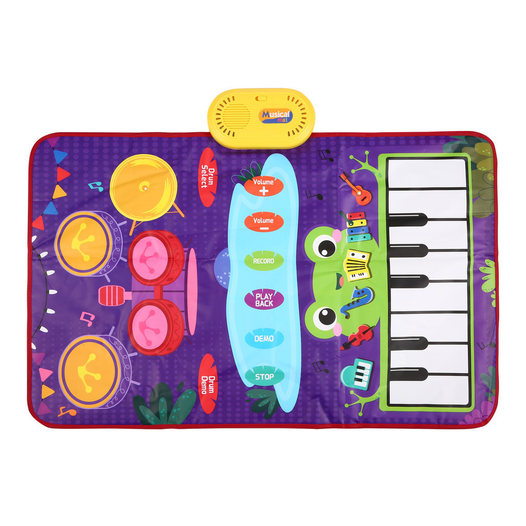 音樂墊鋼琴鍵盤和鼓墊帶 2 支音樂遊戲墊音量可調節嬰兒學習玩具幼兒玩具兒童生日禮物