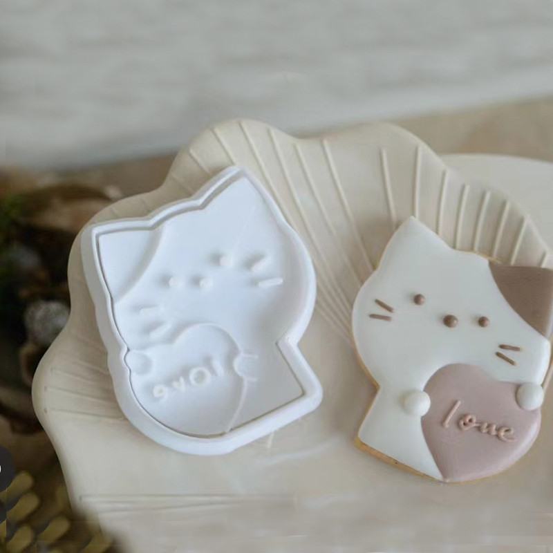 【現貨】【餅乾模具】 情人節 表白小貓花熊餅乾模具 卡通 愛心熊糖霜餅乾翻糖切模 烘焙工具