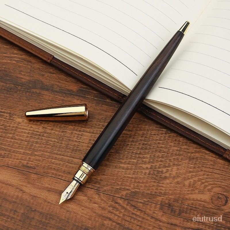 【熱銷】復古風檀木古銅鋼筆練字學生專用紅木黃銅筆訂製送禮品紅木筆