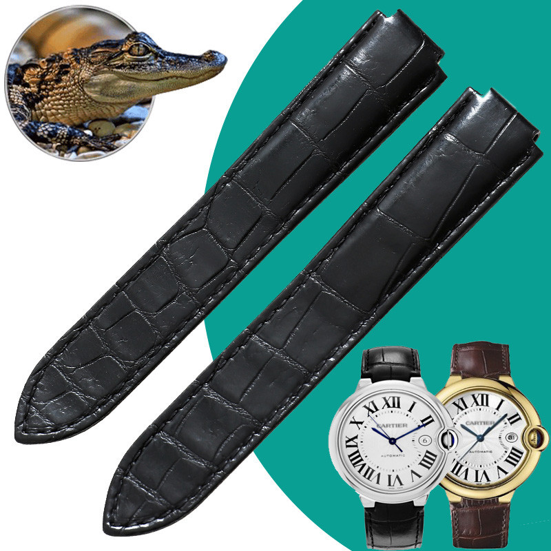 新徵途適配卡地亞美洲鱷魚皮錶帶藍氣球大號男坦克倫敦山度士手錶鏈