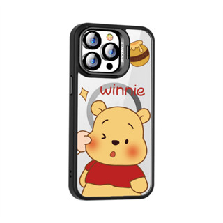 小熊維尼磁吸無線充iPhone11手機殼 蘋果12 13 14 15 16 Pro max熊抱哥鏡頭支架15pro保護殼