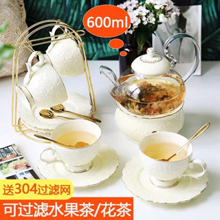 歐式花茶壺 下午茶茶具 煮水果茶壺 花茶杯套裝 陶瓷玻璃茶壺 溫茶爐 紅茶壺 花草茶具 蠟燭茶壺 可加熱花茶壺