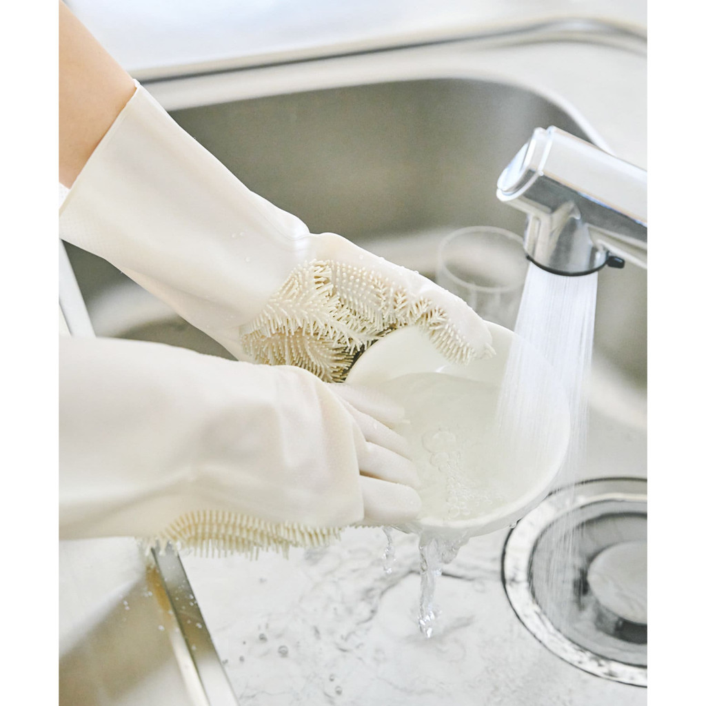 【日本進口正品】 3COINS 雙面矽膠刷清潔手套 清潔刷 洗碗手套 硅膠 清潔家務手套 洗車手套【J-3C343】