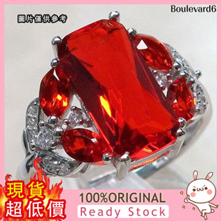 BOULEVARD 天然紅寶石訂婚戒指 歐美時尚馬眼形指環銀飾品