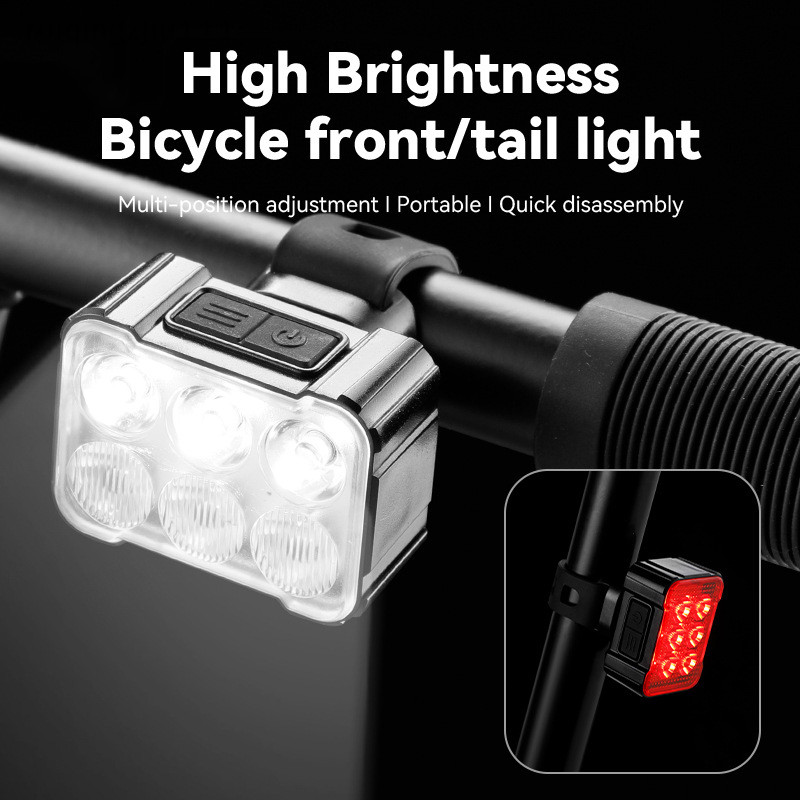 【ruiqingzhu】LED自行車燈前後自行車燈充電自行車頭燈尾燈防水公路山地自行車燈【TW】