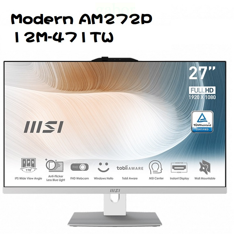 米特3C數位–MSI 微星 Modern AM272P 12M-471TW i5-1235U/8G 27吋AIO液晶電腦