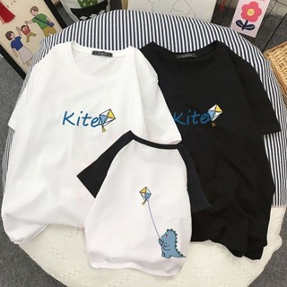 【小彬家】 大尺碼風箏恐龍親子裝 2023網紅親子裝一家三四口全家裝母女母子夏裝洋氣純棉短袖T卹潮