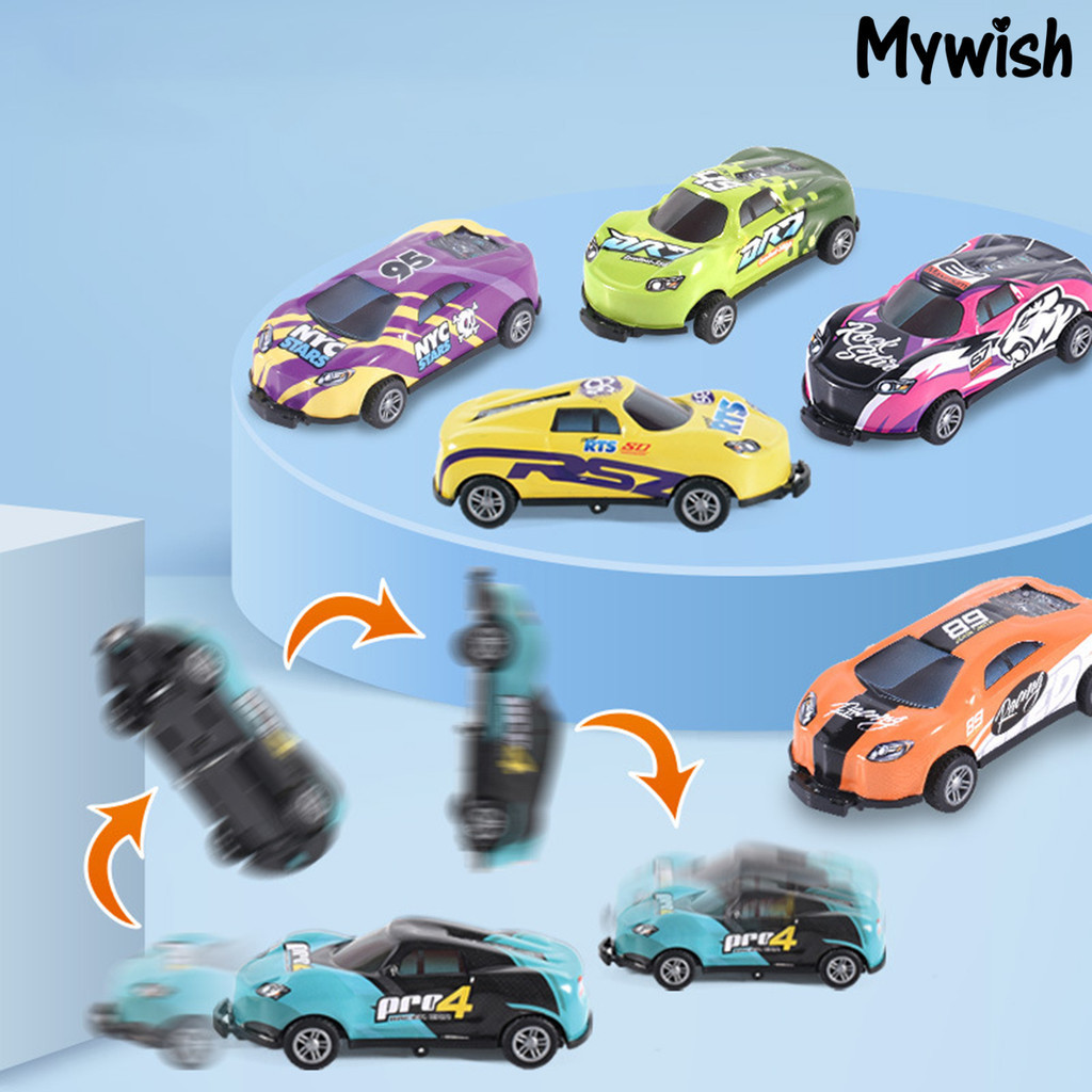 【萌寶屋】撞擊彈跳鐵皮車360度翻轉合金車小汽車模型回力迷你兒童玩具（頻道）