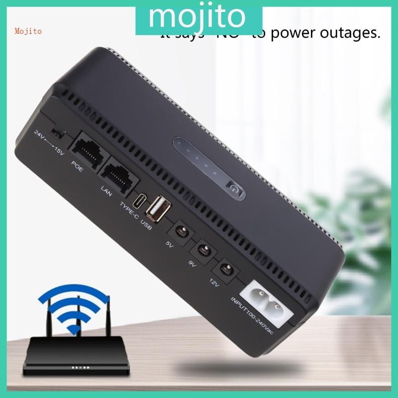 Mojito 待機 UPS 系統 DC5V 9V 12V 8 插座 USB C 型充電端口緊湊型黑色不間斷電源