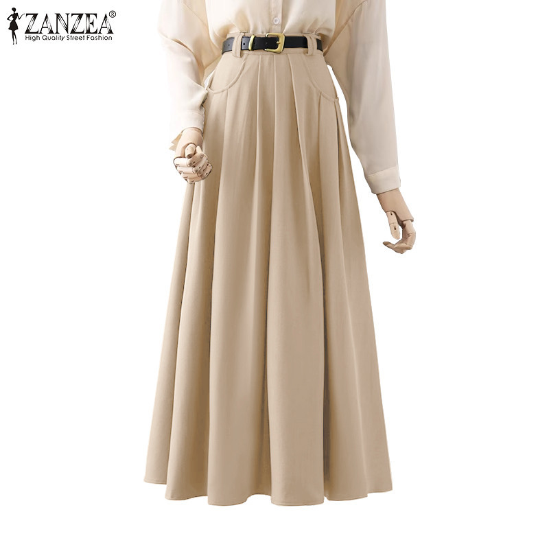 Zanzea 女式韓版口袋純色褶襉高腰拉鍊寬鬆超短裙