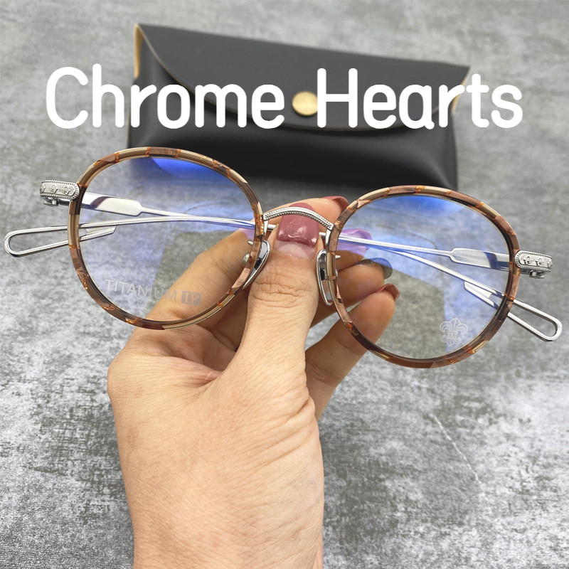 【TOTU眼鏡】Chrome Hearts 克羅星 新款眼鏡框架 純鈦眼鏡架 超輕復古圓框帶鼻託板材男女近視平光鏡 SE