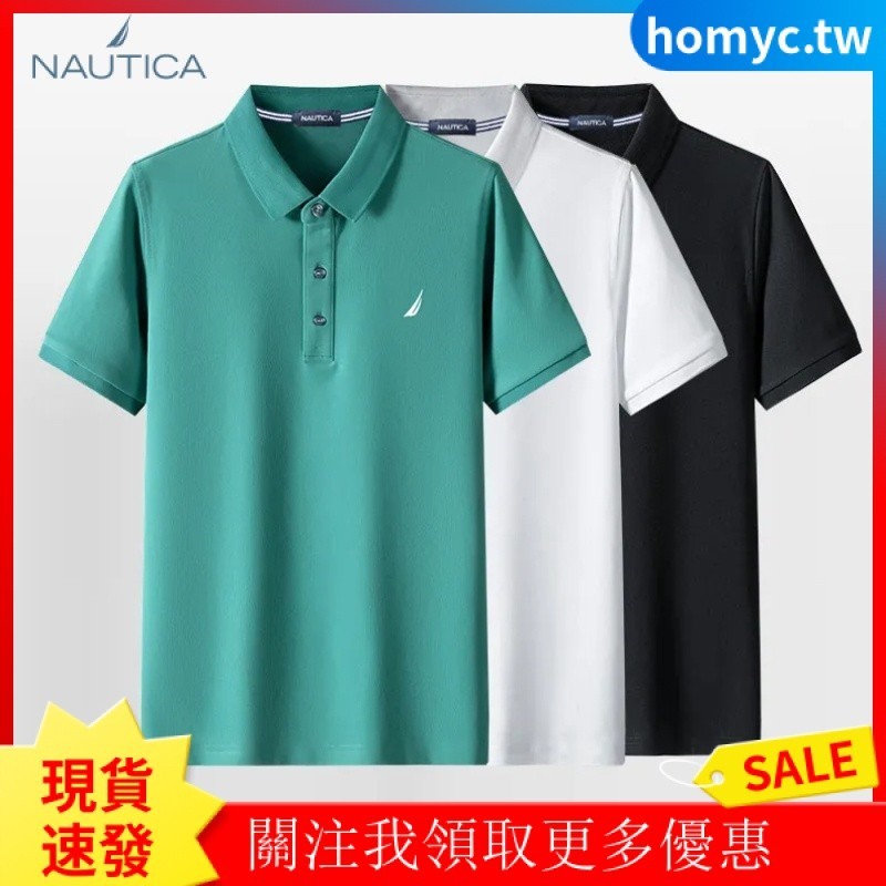 100% NAUTICA 品牌簡約男士 Polo 衫短袖衛衣夏季純棉套頭衫 Polo 衫透氣 T 恤 QFNW