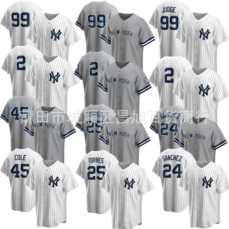 MLB棒球球衣洋基隊棒球服球衣Yankees 99 JUDGE 2 JETER 45 27