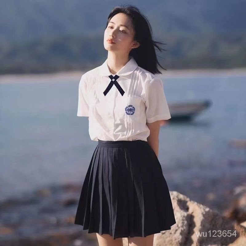 套裝學院畢業班服風jk高中生附中制服初中夏季校服白襯衫臺灣學生