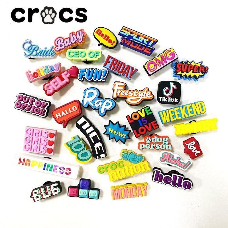 Crocs Jibbitz英文字母系列Crocs鞋扣可愛卡通拖鞋裝飾扣吊飾Crocs時尚Crocs鞋飾