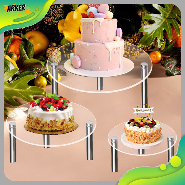 Areker 亞克力蛋糕架透明蛋糕展示架甜點桌展示架金屬食品架展示架圓形