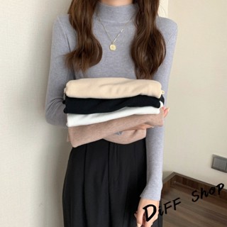 【現貨速發】 【DIFF】韓版溫柔風半高領彈性顯瘦針織上衣 毛衣 長袖上衣 女裝 衣服 顯瘦上衣 長袖t恤 冬裝 發熱衣